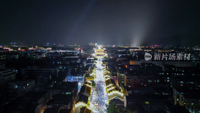 航拍湖北襄阳古城襄阳北街夜景