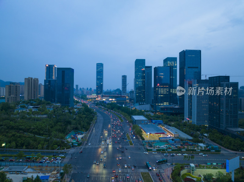 山东济南中央商务区航拍夜景