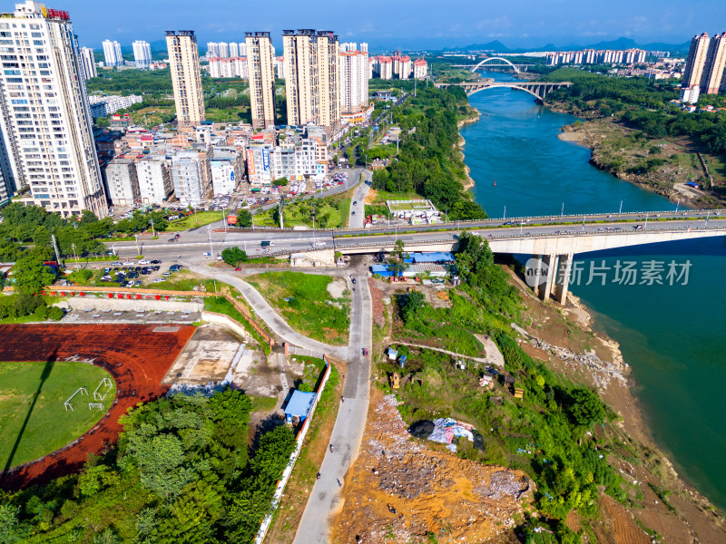 广西来宾城市高楼建筑航拍图