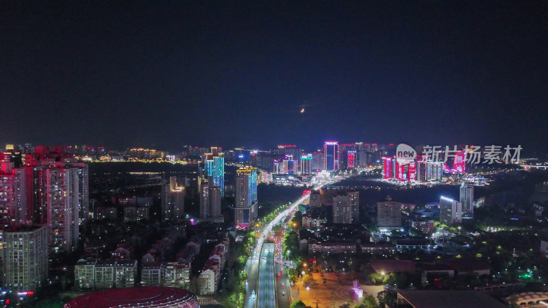 航拍四川泸州夜景泸州一环路夜景摄影图