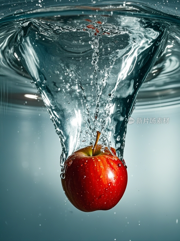 红苹果入水溅起水花瞬间