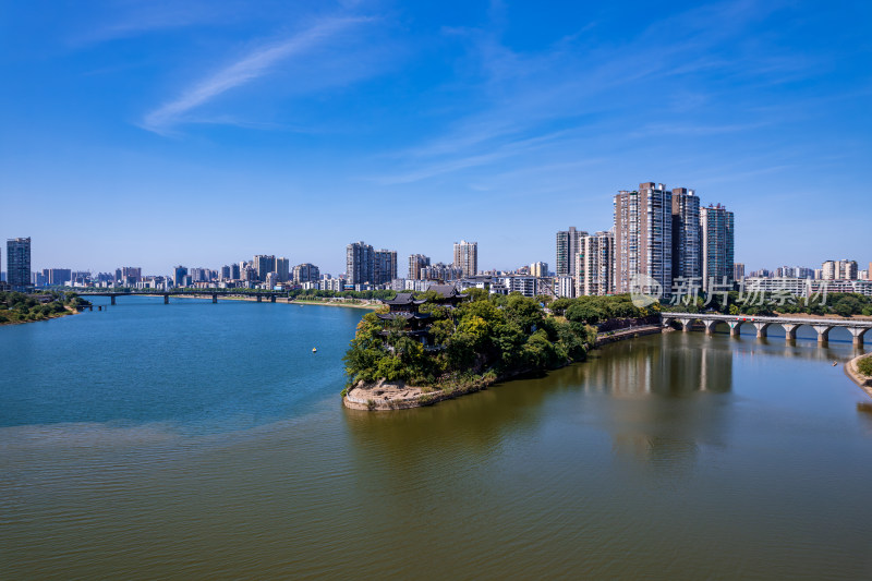 湖南衡阳石鼓书院夏日航拍风光