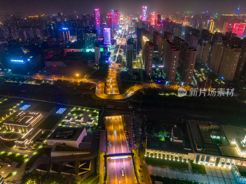 河北石家庄城市夜景灯光航拍摄影图