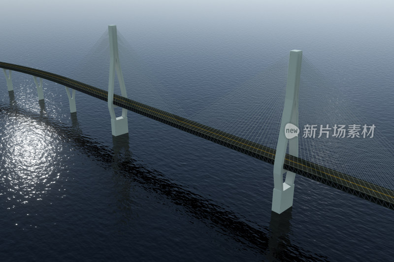 水面上的桥梁 3D渲染