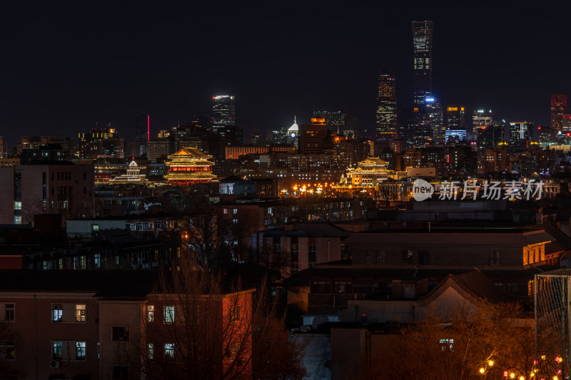 北京夜色 古今建筑 城市风光 旅行假日
