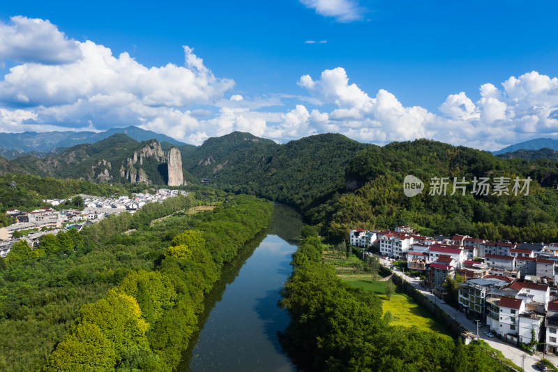 航拍5A景区缙云仙都鼎湖峰风光