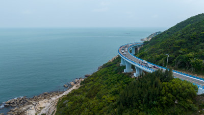 航拍漳州东山岛苏峰山环岛公路