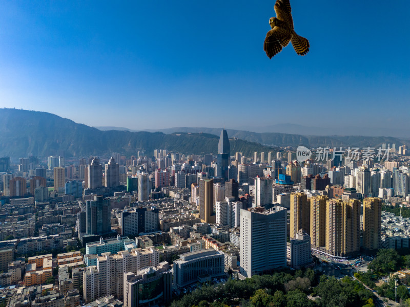 兰州老街及周边建筑航拍图