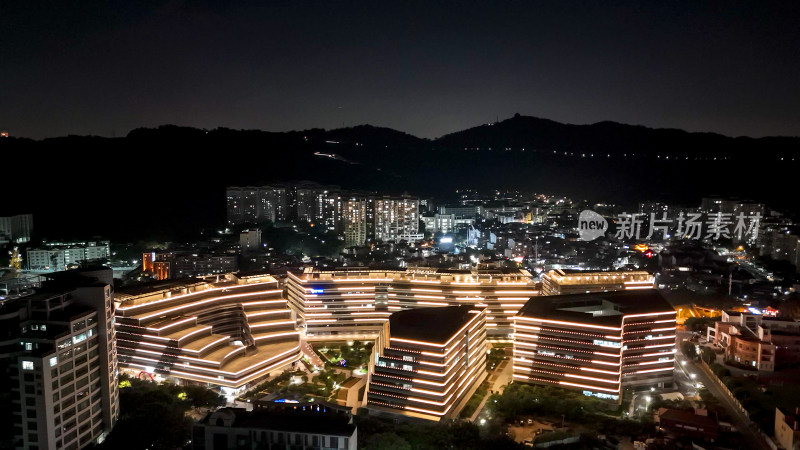 福建厦门大学艺术学院夜景航拍