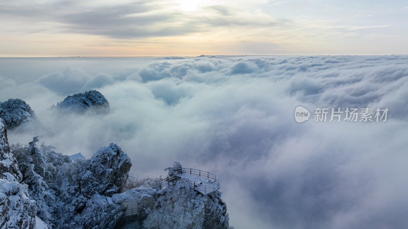 山川大雪云海航拍风景观景台