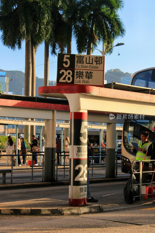 香港公交站台及线路指示牌