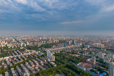 山东淄博城市风光大景航拍摄影图