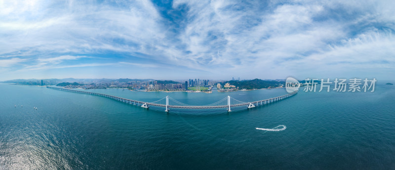 鸟瞰大连星海湾大桥全景