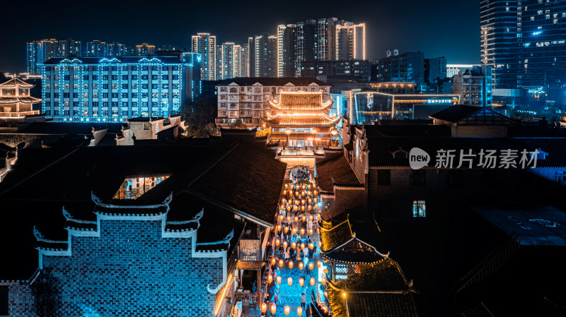 乾州古城春节夜景航拍