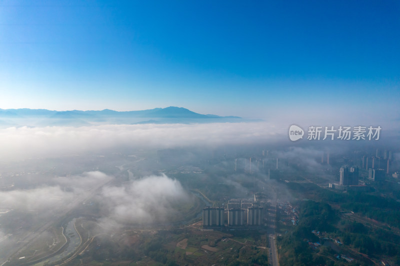 城市清晨云海风景航拍摄影图