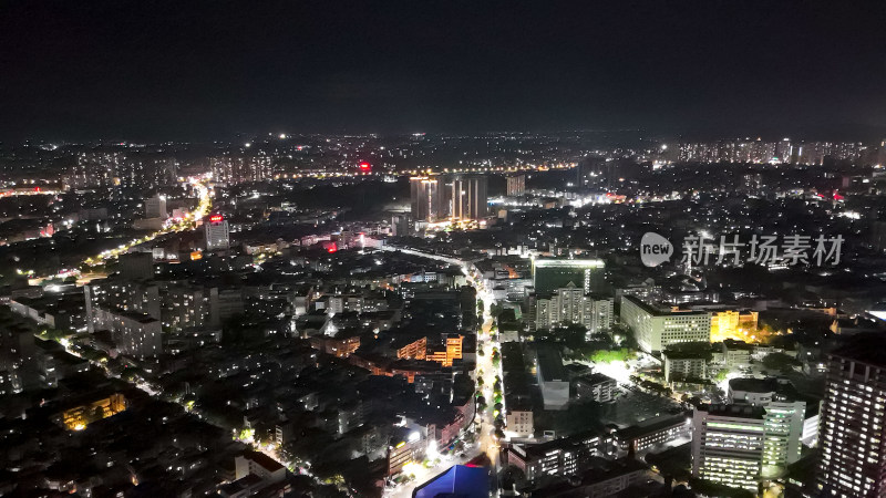 玉林城市大景夜景灯光交通航拍图