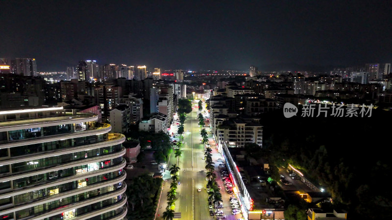 广东肇庆星湖大道拥堵交通航拍图