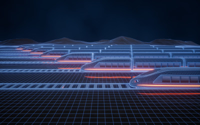 轨道列车交通运输概念3D渲染