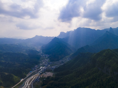 湖南张家界天门山景区航拍摄影图