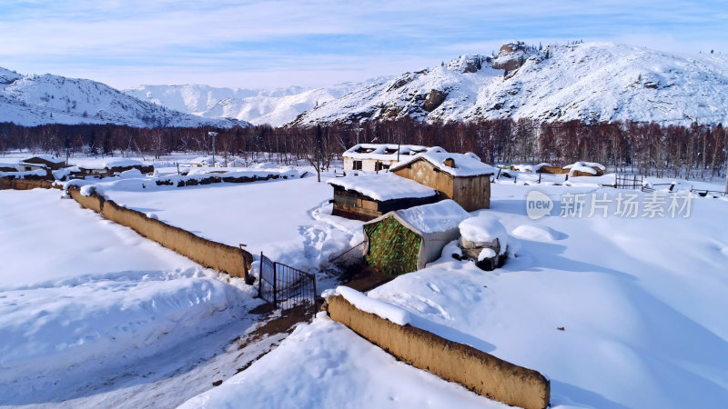 新疆冬季雪景航拍