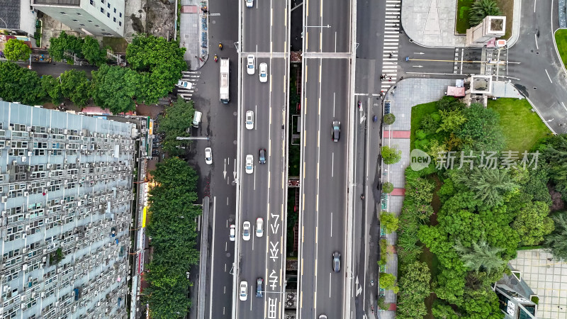 四川成都二环高架路交通航拍图