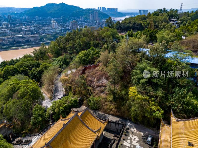 宜宾城市大景绿化植物航拍图