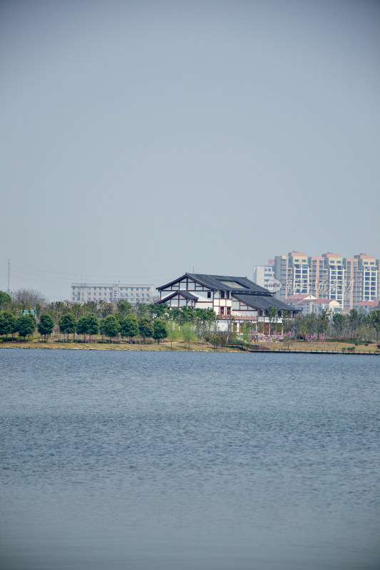 城市湖景