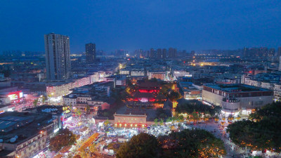 四川德阳文庙夜景航拍