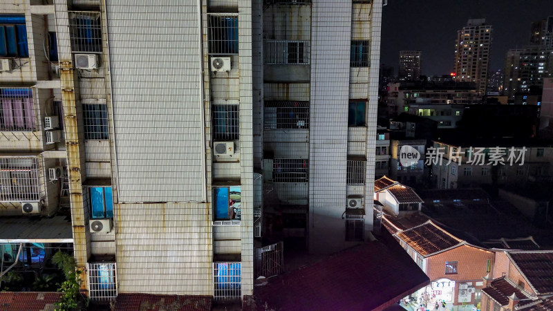 福建莆田兴化府历史文化街区夜景航拍图