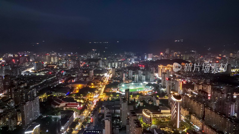 莆田城市大景夜景灯光航拍图