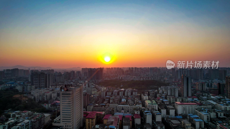 湖南衡阳日落晚霞夕阳火烧云航拍