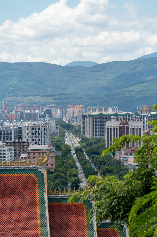 景洪市城市风光高视角