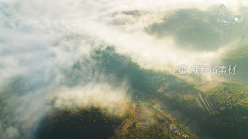 航拍山川清晨云海云雾风景