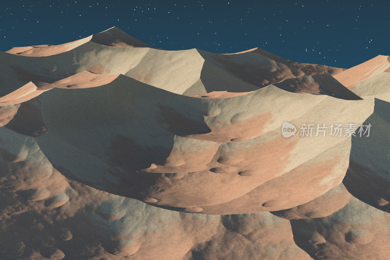 星空下的山峰地形 3D渲染