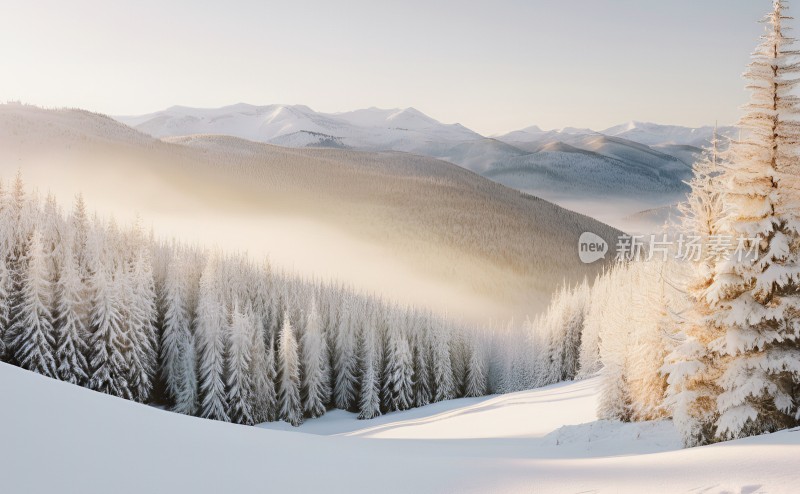 冬季森林白雪覆盖风景