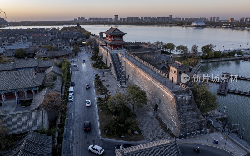 山东省聊城市东昌府区聊城古城航拍