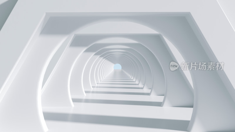 白色明亮穿梭隧道科技抽象现代建筑