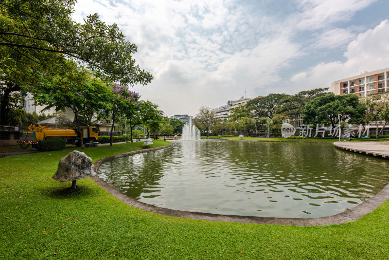 泰国曼谷城市公园清晨风光