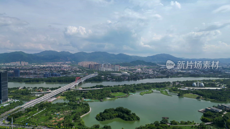 航拍福建漳州碧湖生态公园