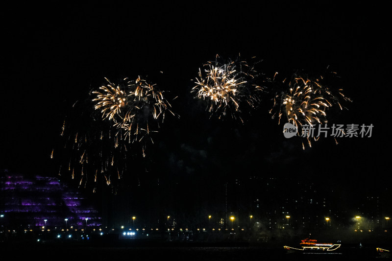 夜空绽放的绚烂烟花