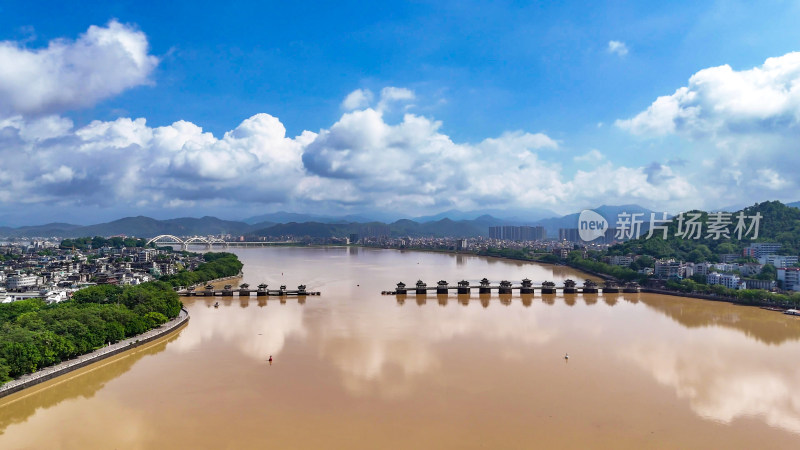 广东潮州广济桥历史文化古建筑航拍