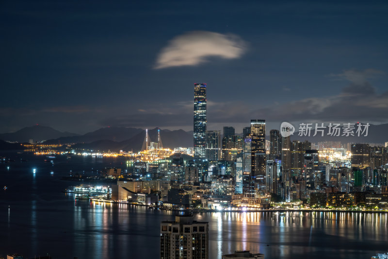 香港维多利亚港CBD中环夜景