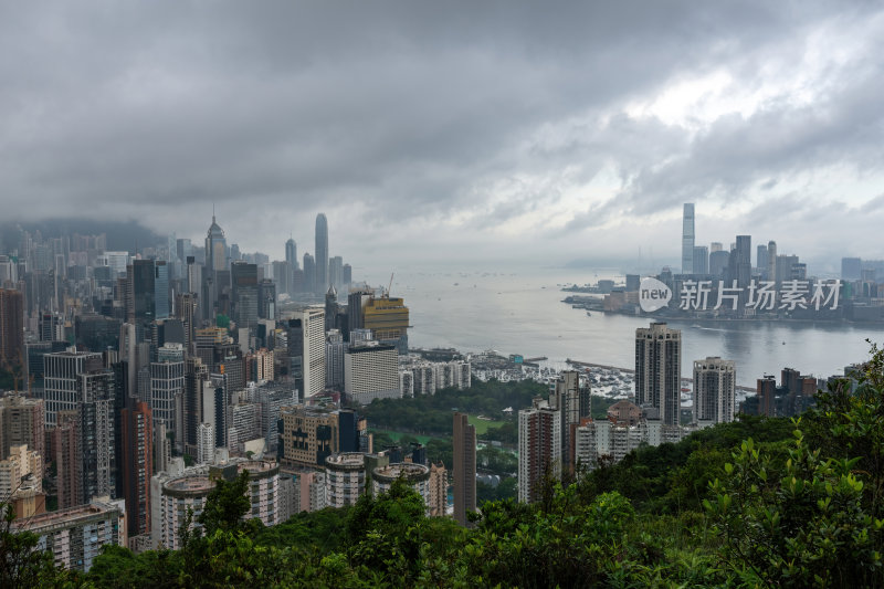 香港维多利亚港CBD中环夜景日出繁华都市