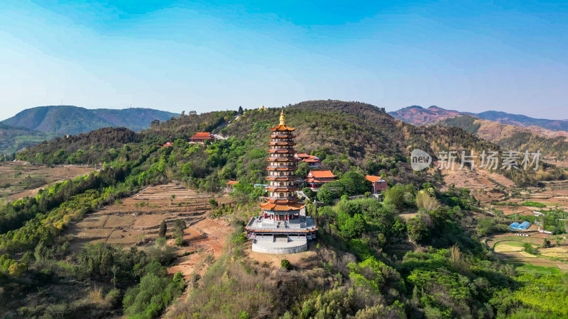 云南弥勒锦屏山景区航拍