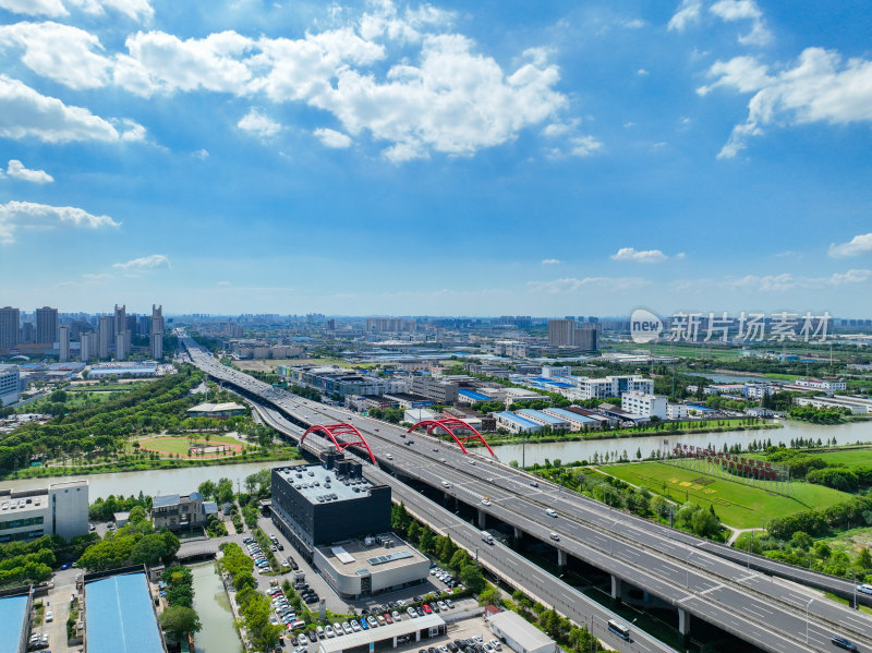 航拍昆山城市乡村建筑风光大景