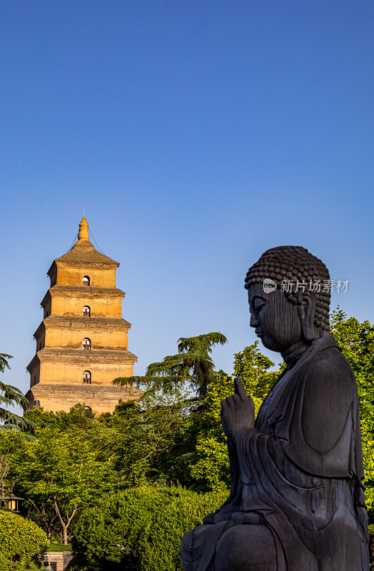 西安大雁塔大慈恩寺遗址公园释迦牟尼像景观