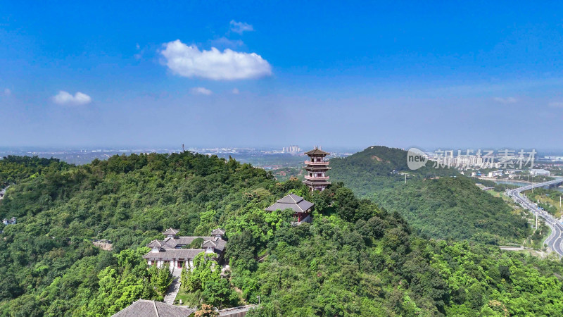 航拍湖北鄂州西山4A景区武昌阁