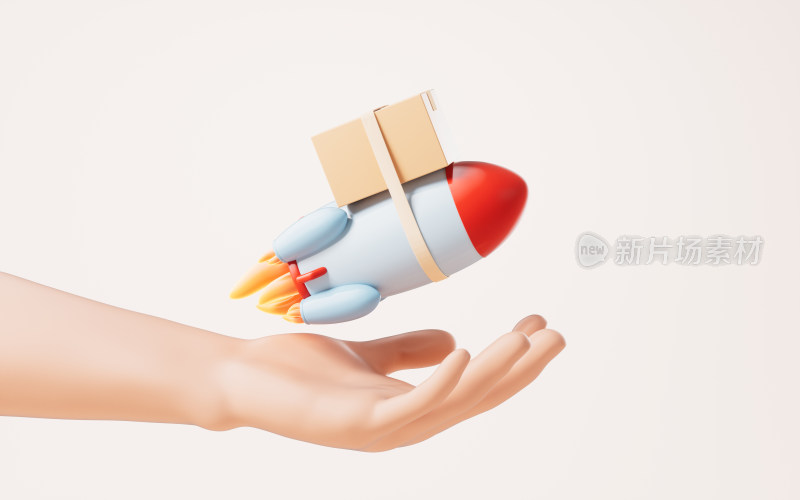 手部拿着的运输火箭3D渲染
