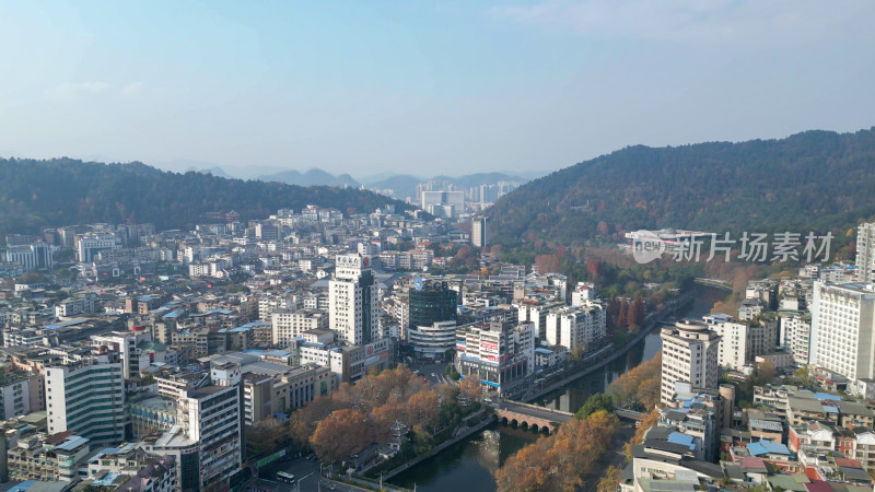 航拍贵州遵义大景遵义城市风光