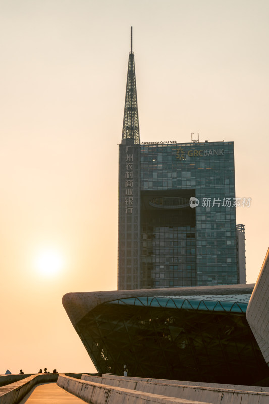 广东广州大剧院夜景城市建筑摩天大楼景观